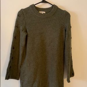 Madewell button sleeve olive sweater dress